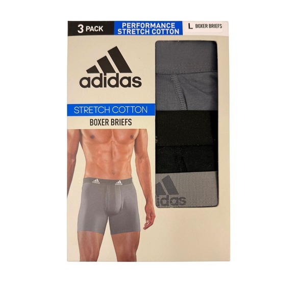 Adidas Men's Boxer Briefs Size Large Gray Black 3-Pack New - Picture 1 of 2